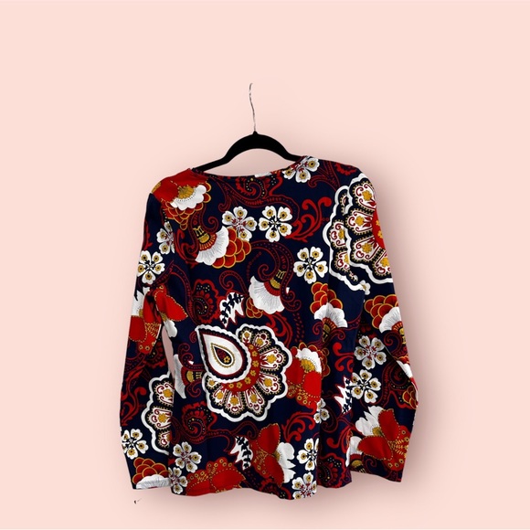 TALBOTS Cotton Long Sleeve Tee/ India Ink Multi - Picture 2 of 4